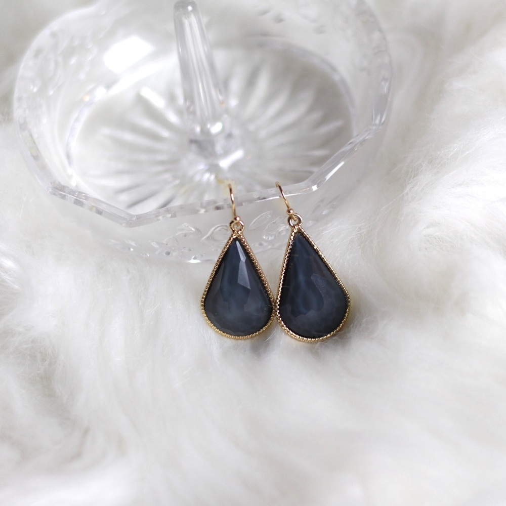 Steel Blue Teardrop Earrings